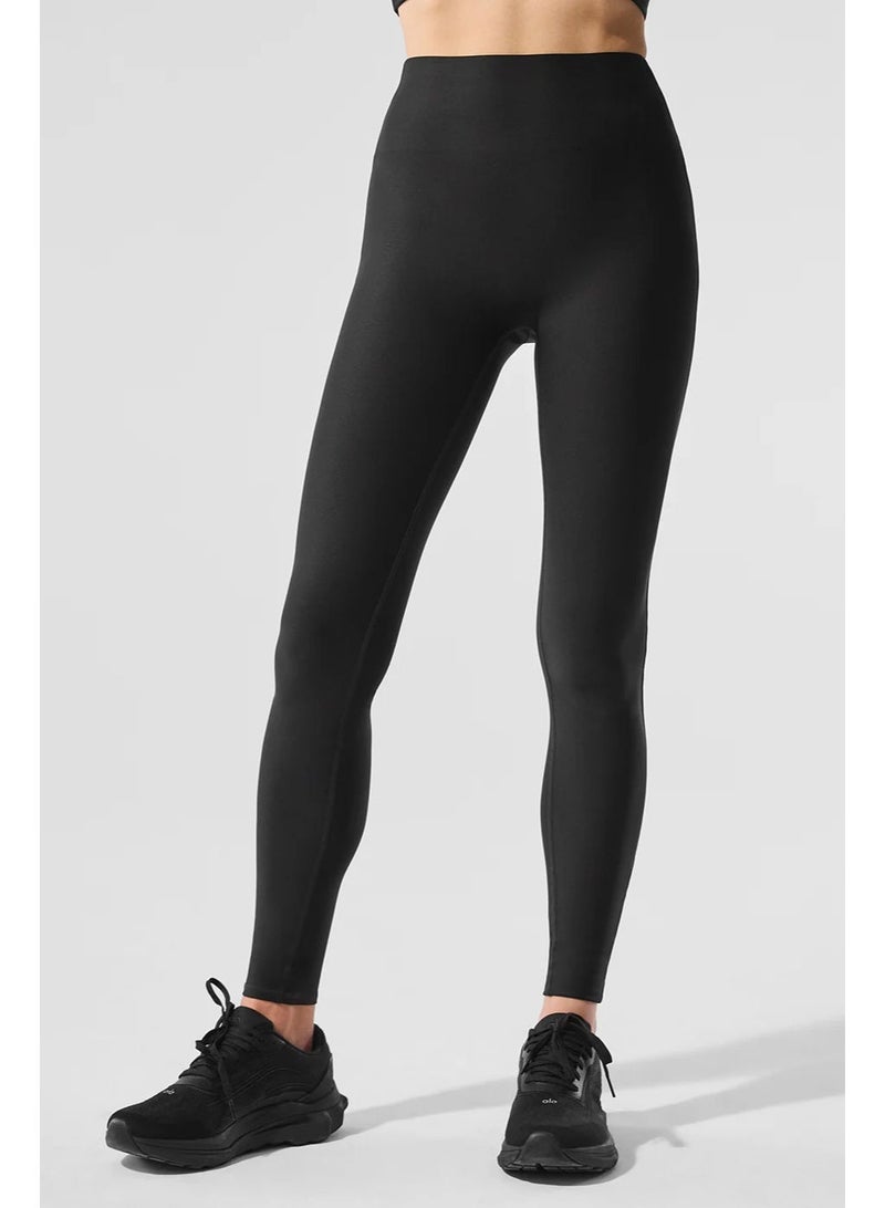 ALO Yoga High-Waist Airlift Leggings, Buttery Soft Tummy Control Yoga Pants for Women, Non-See-Through Workout Leggings - Black - Image 4